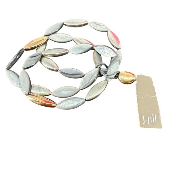 J. Jill Shell Necklace & Bracelet Set Mixed Metal Cluster Mother Pearl Abalone - Picture 4 of 16